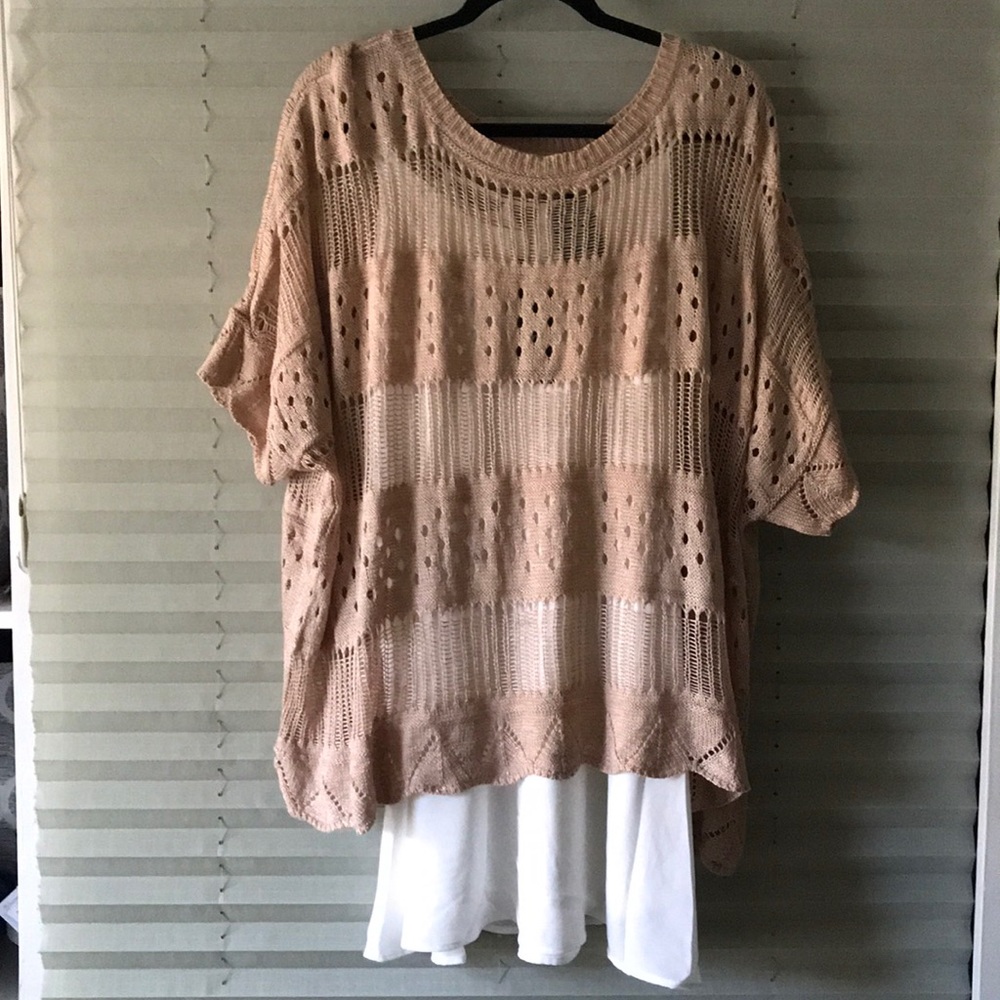 Cozy crotchet knit layering top